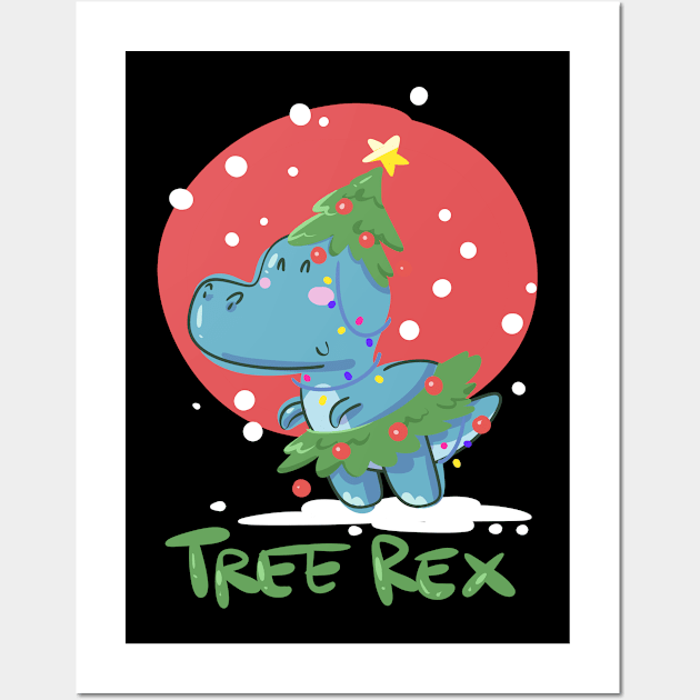 Christmas Tree Rex Wall Art by TheBestHumorApparel